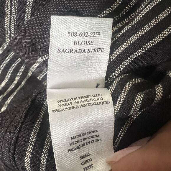 Rails Elouise Segrada Stripe Button Down Blouse Black White Size Small NWT - Picture 10 of 11